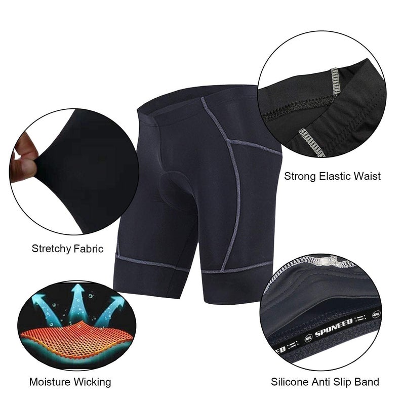 sponeed Men Bike Jerseys with Pockets Cycling Padded Tights Cycle Underwear Black Green US XXL - Image 5
